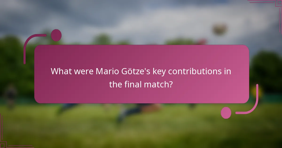 What were Mario Götze's key contributions in the final match?